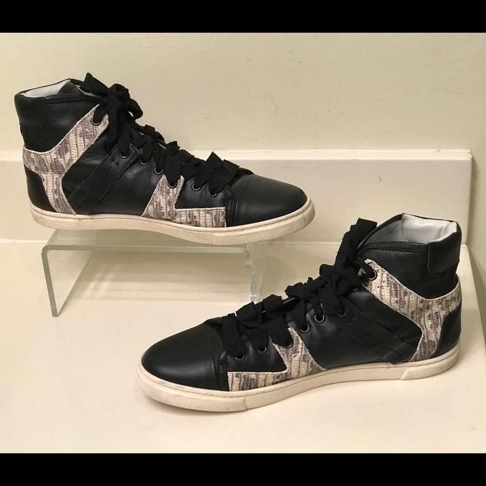 Lanvin Leather Snake High Top Sneaker - Picture 3 of 9